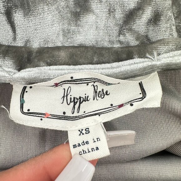 NEW! Hippie Rose Satin Ruched Top Silver Shiny Adjustable Straps XS Stretch Poly - Picture 3 of 15